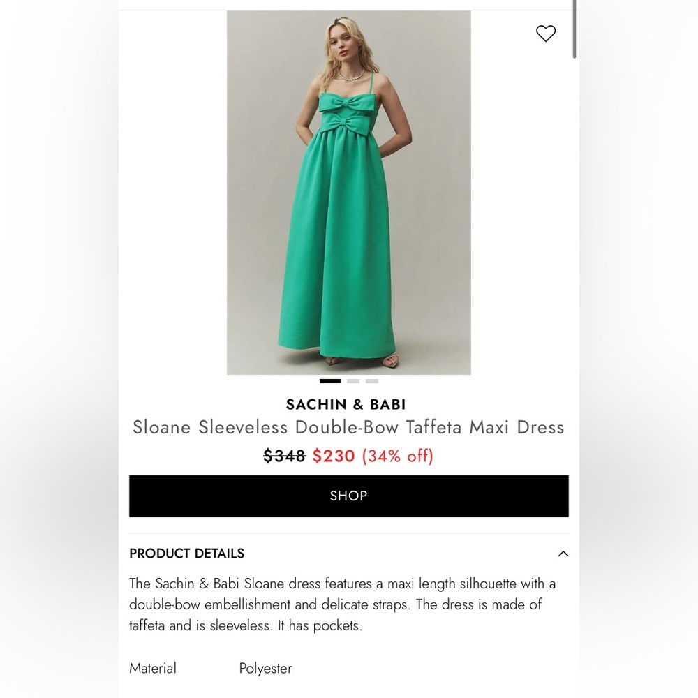 Sachin + Babi Emerald Sleeveless Maxi Dress